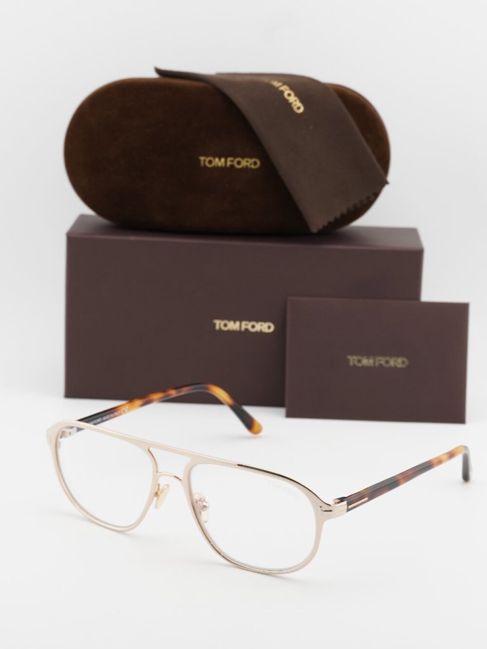 Tom Ford FT5751-B 028 Aviator Eyeglasses 57mm - Shiny Rose Gold